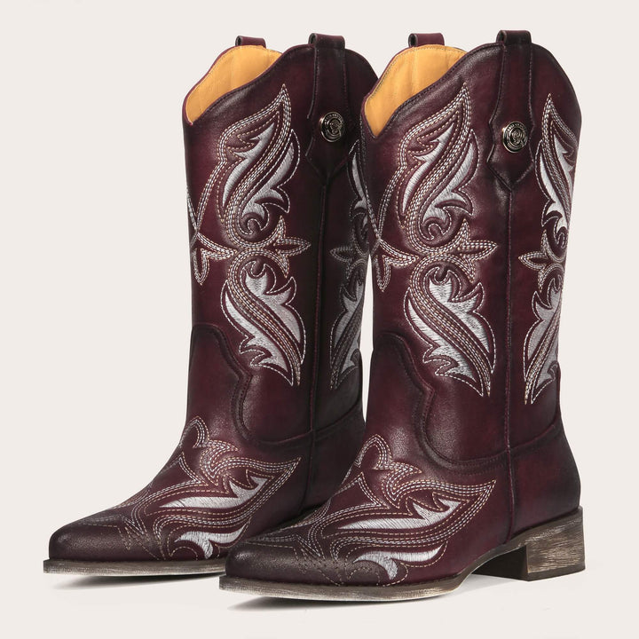 rose gentle burgundy cowboy boots women's