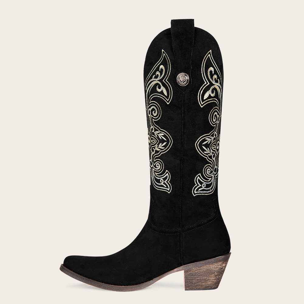 Snip toe for brown women's embroidered boots