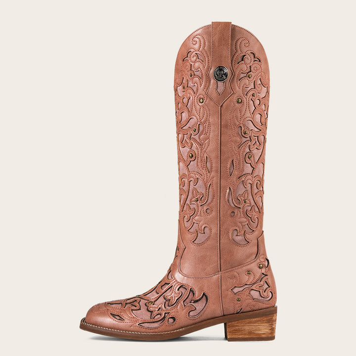 Fine leather upper material cowgirl western boots