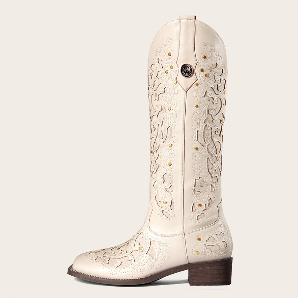 Carved out layer cowgirl western boots